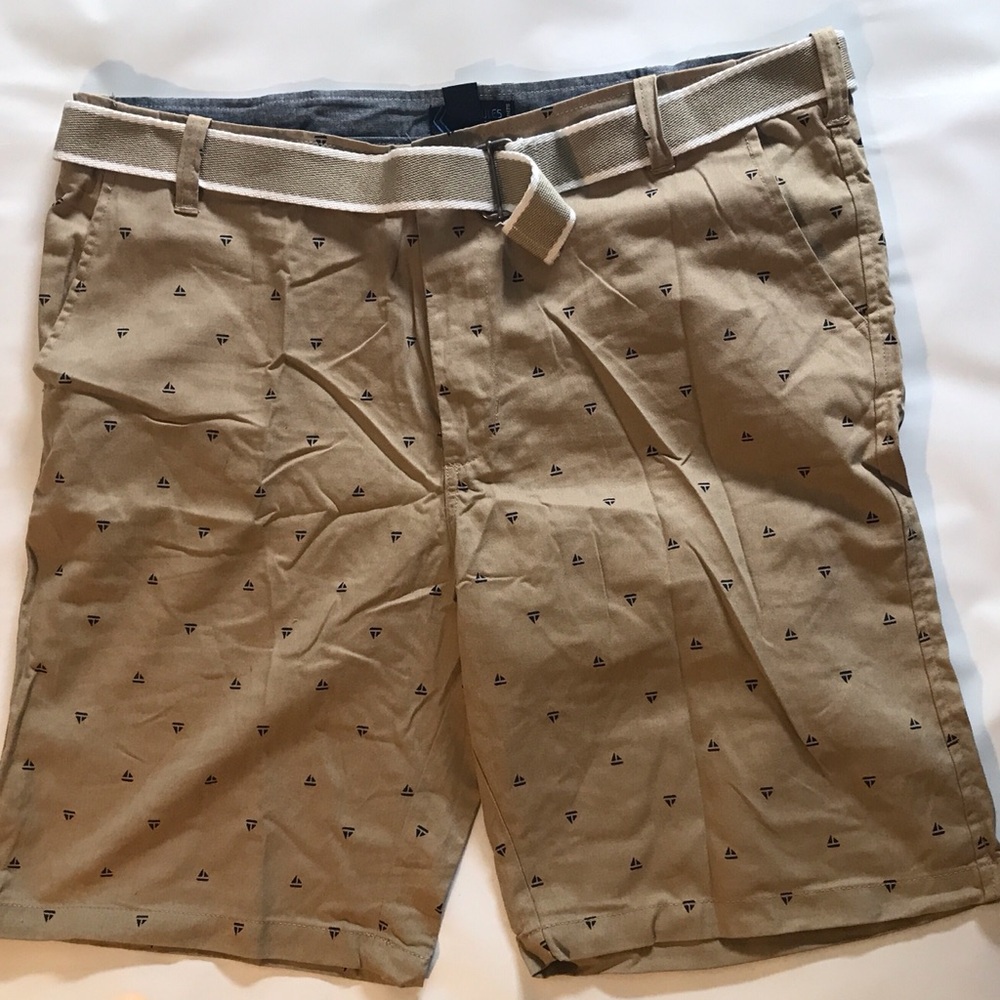 Men's Tan Printed Flat-Front Chino Shorts NEOT size 38